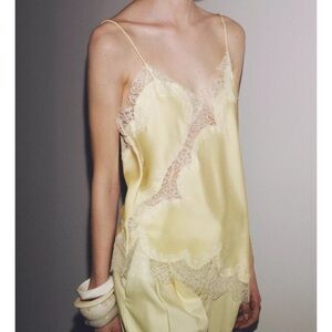 Zara Yellow Lace Trim Camisole size XS
